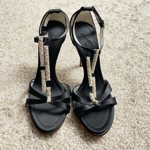 Giuseppe Zanotti Sz.36 1/2 Black Silk Heels with satin crystal elegant